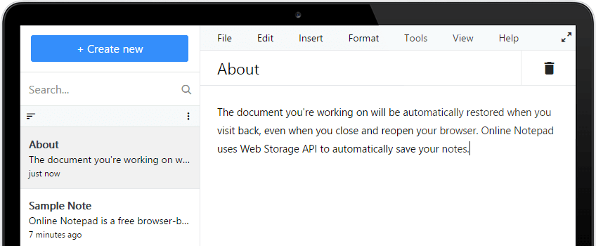 Weseo Online Notepad Screenshot